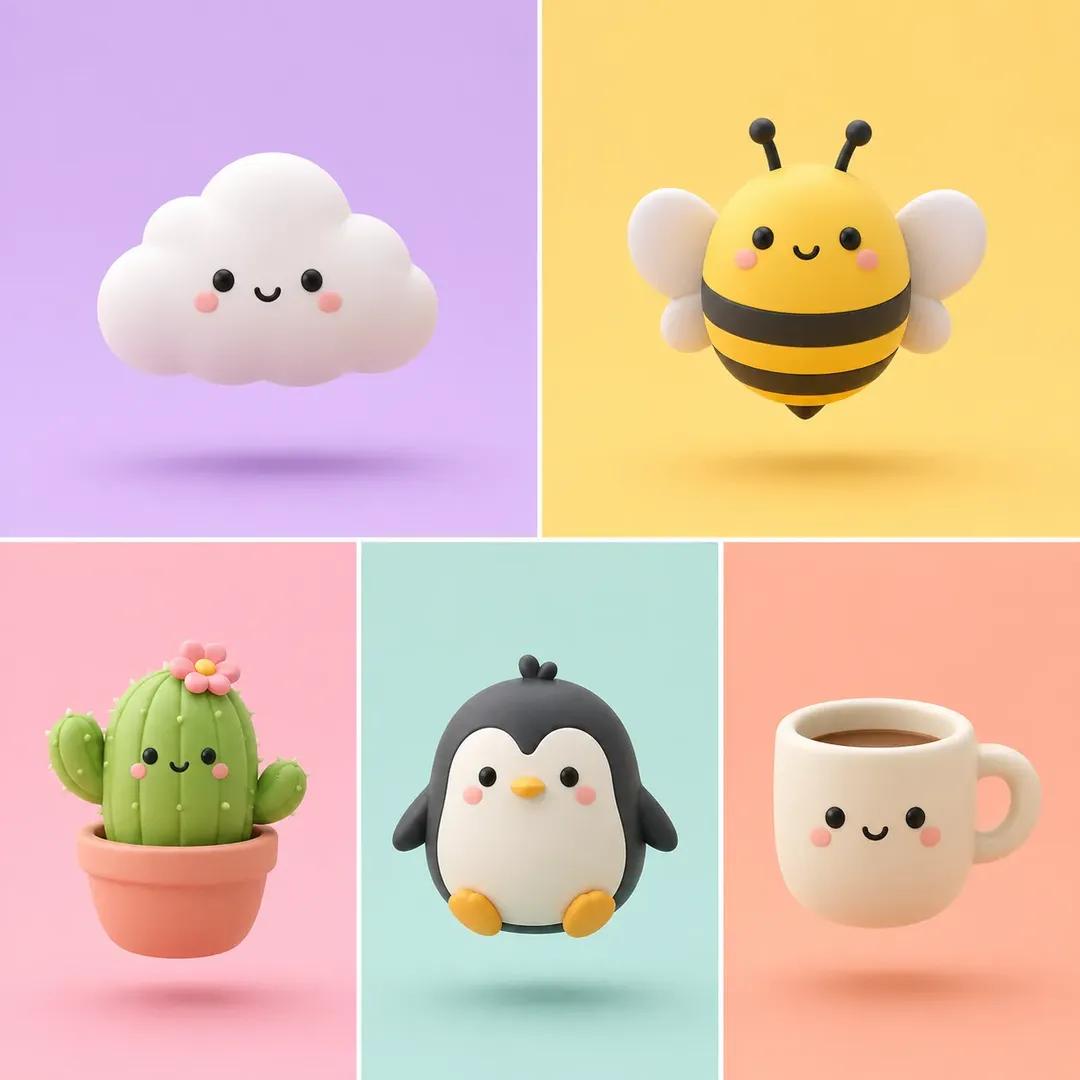 Minimalist 3D Clay Render - AI image template preview