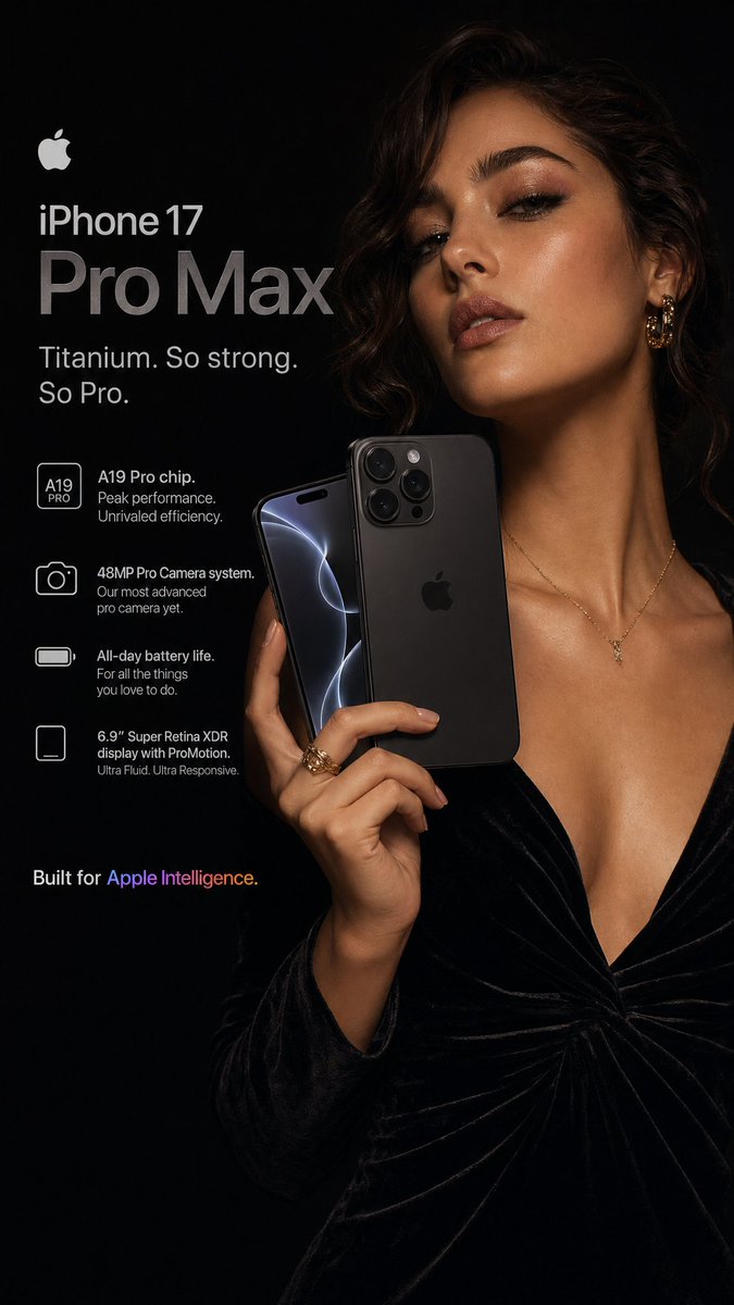 Hyperrealistic iPhone 17 Pro Max Ad - AI image template preview