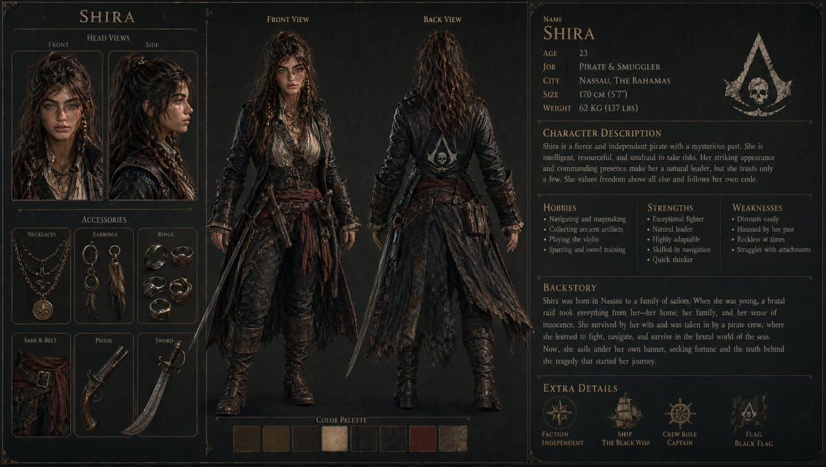 3D Gaming Character Sheet Prompt - AI image template preview