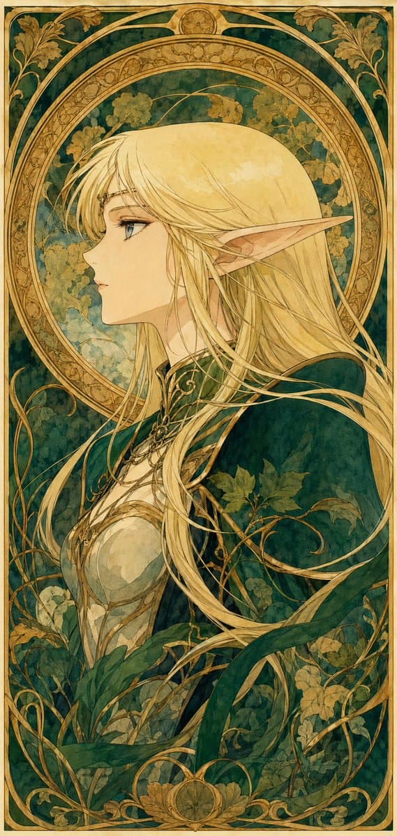 90s Anime Style Elf Warrior - AI image template preview