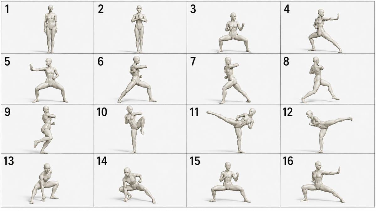 Martial Arts Grid Motion Prompt - AI image template preview