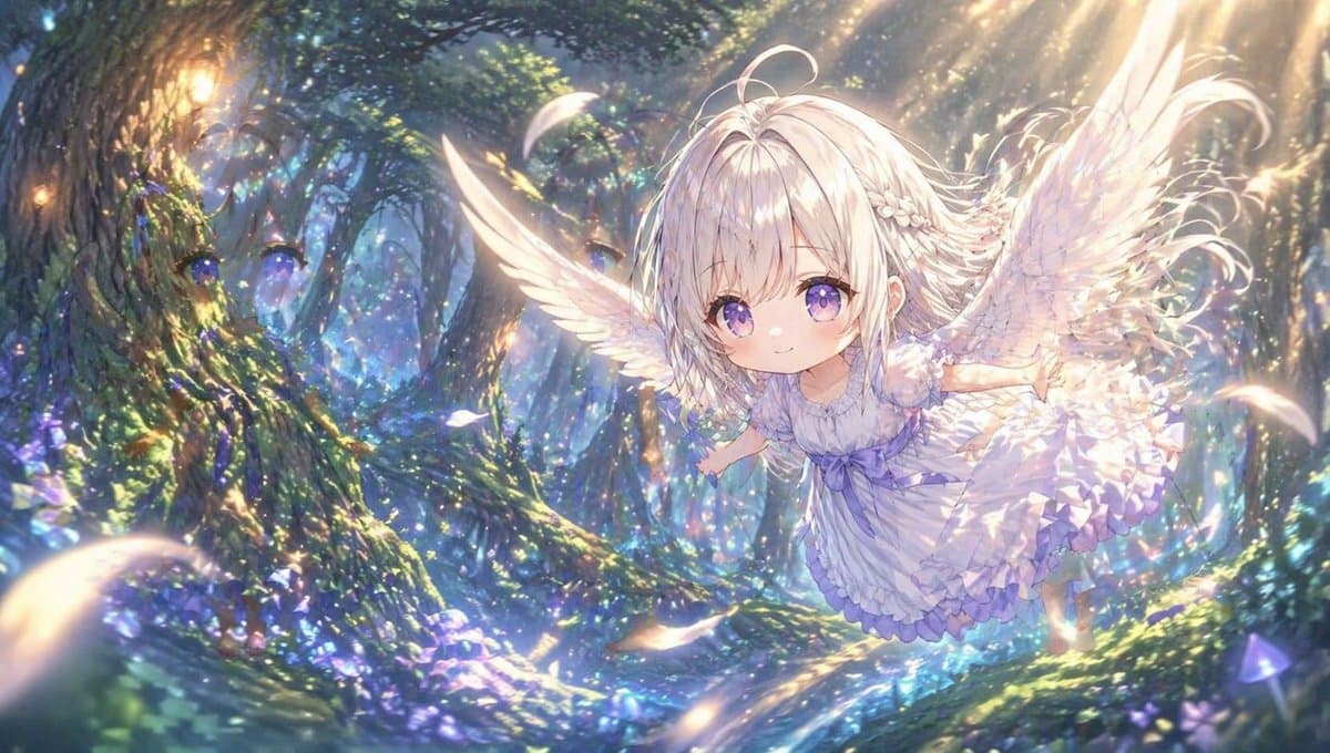 Chibi Angel in Fantasy Forest - AI image template preview