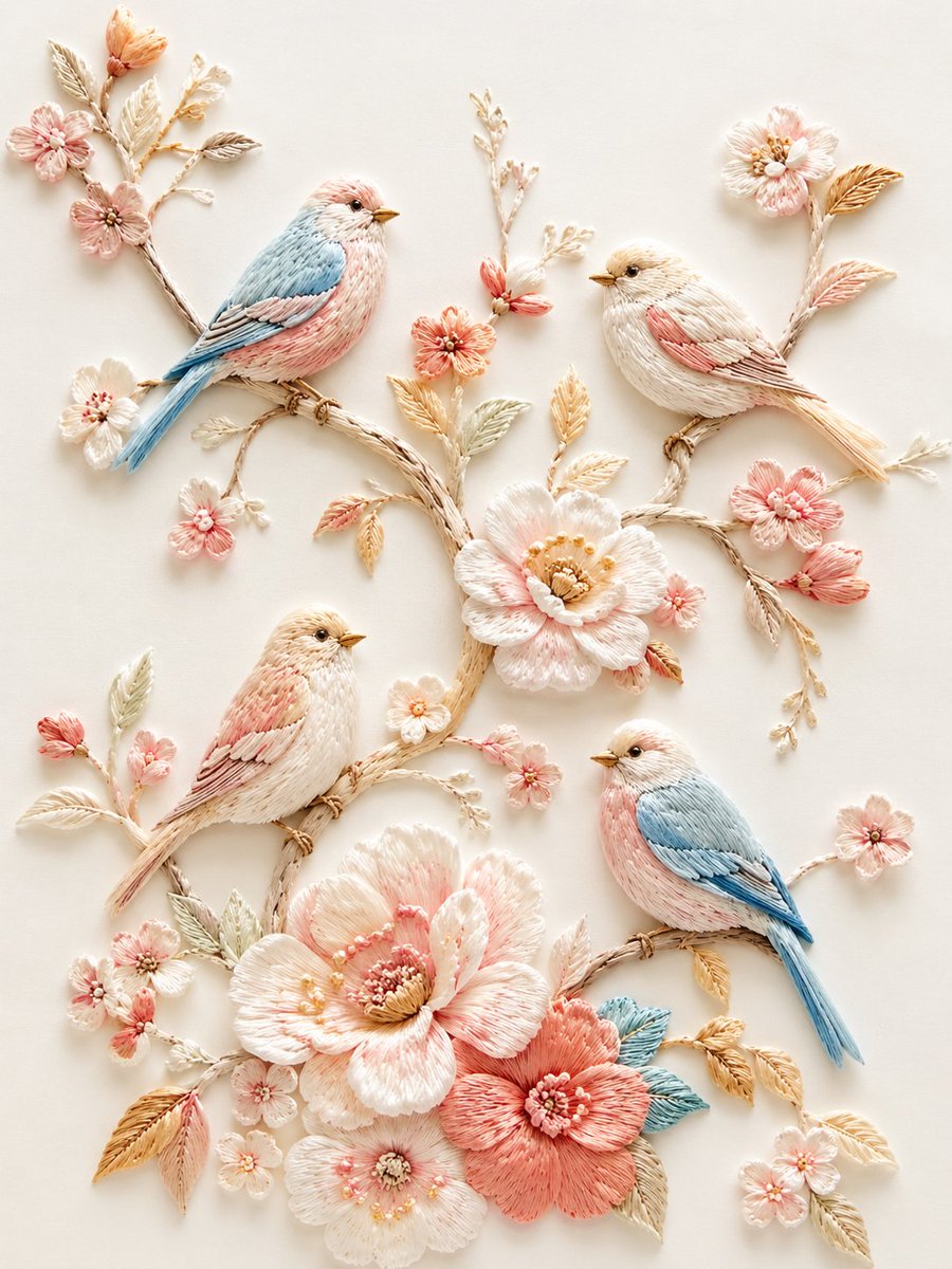 Exquisite Relief Embroidery Illustration - AI image template preview