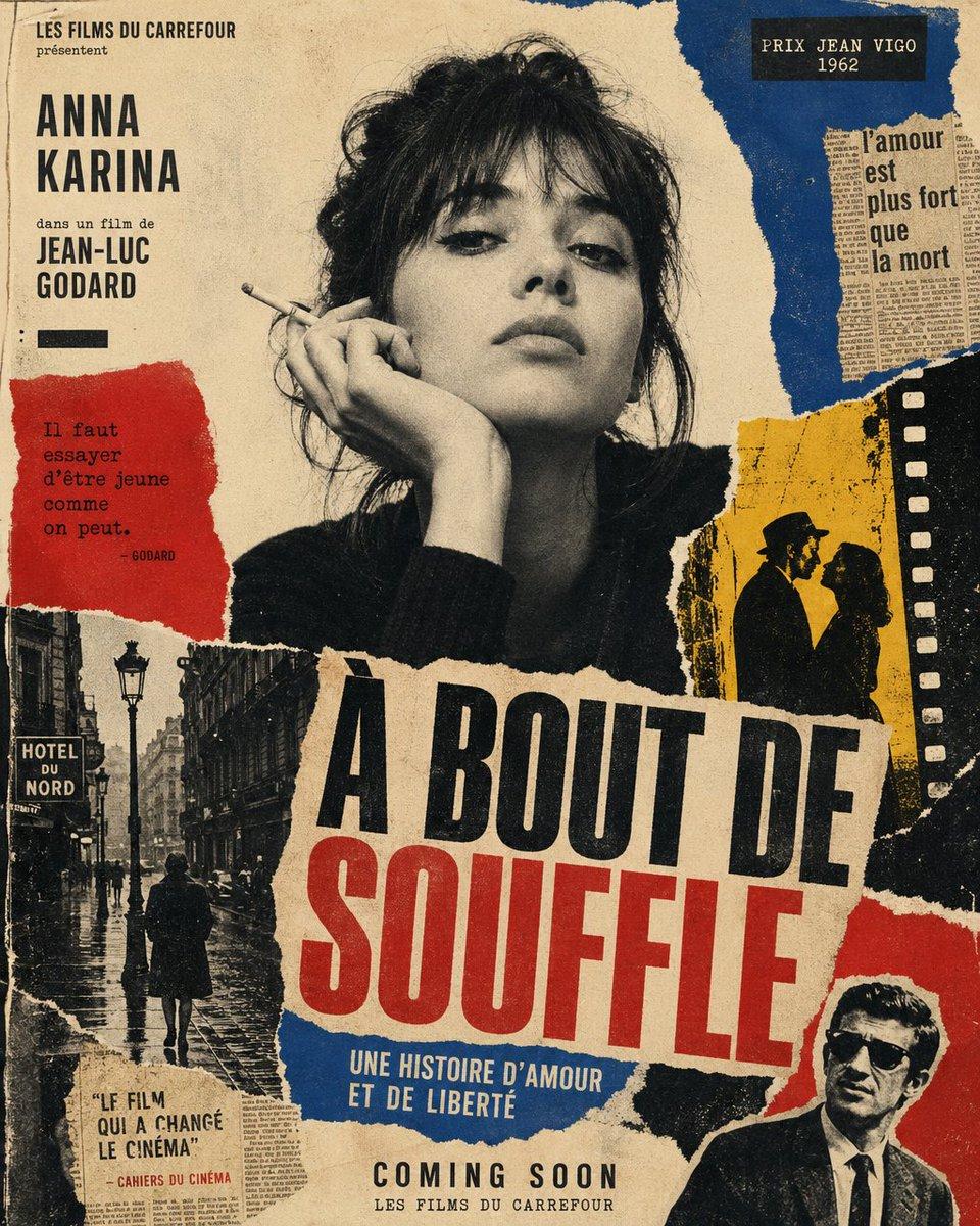 French New Wave Torn Poster Collage - AI image template preview