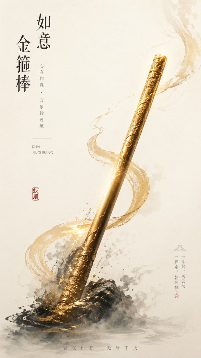 New Chinese Golden Staff Poster - AI image template preview