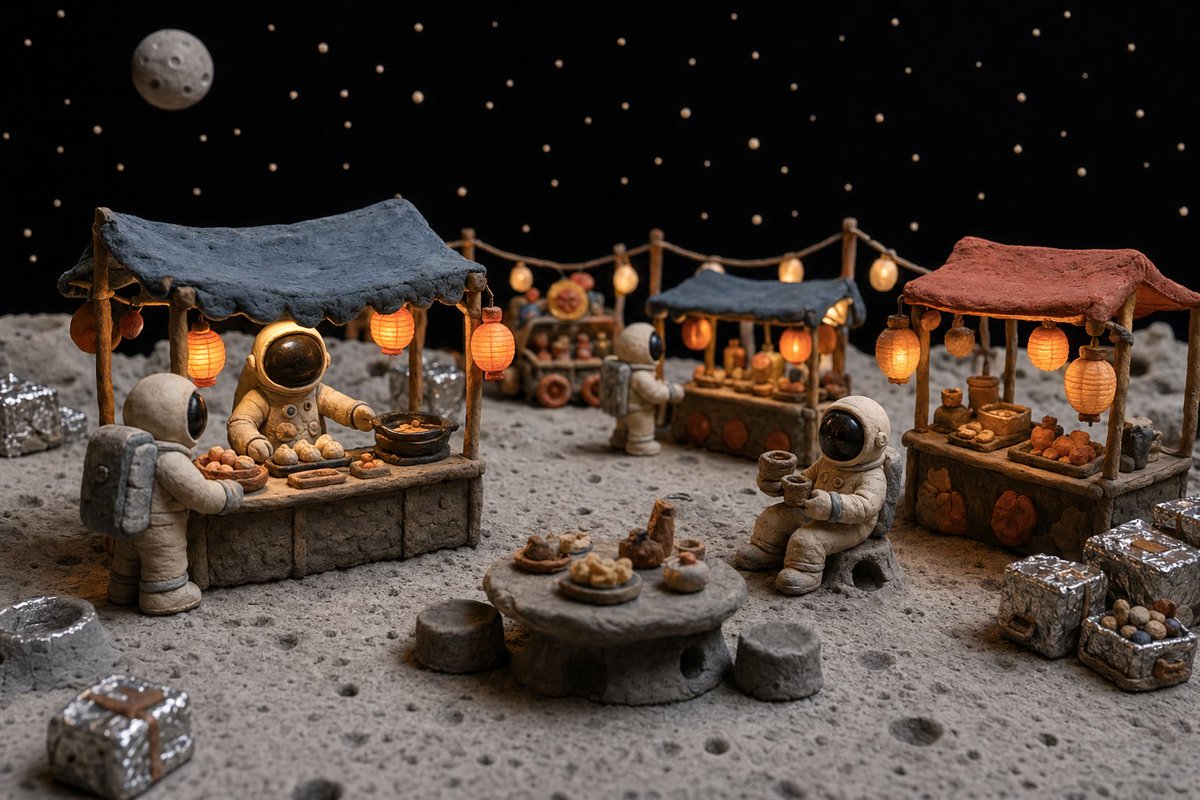 Clay Astronaut Moon Market - AI image template preview