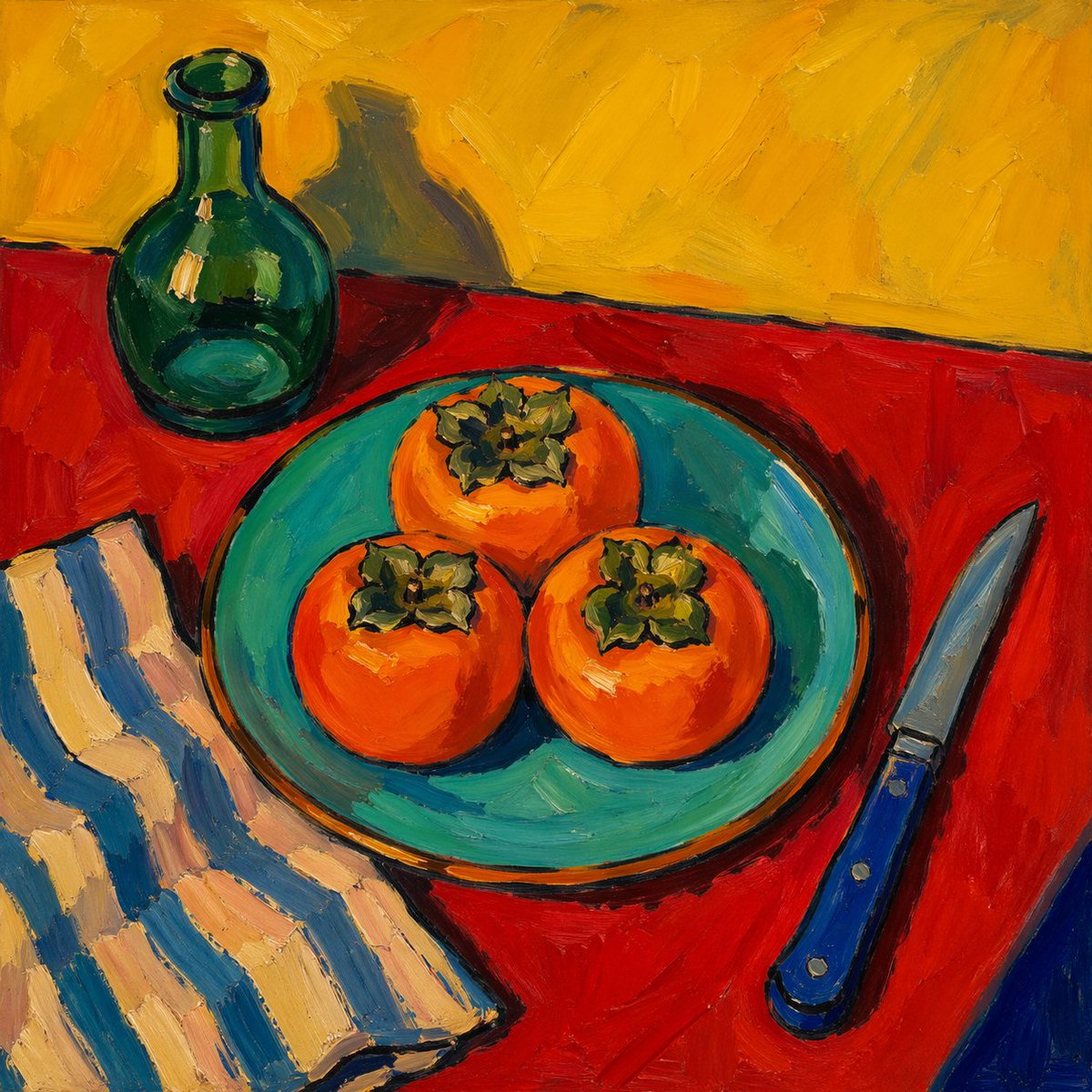 Fauvist Persimmon Still Life - AI image template preview