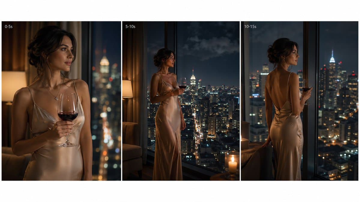 Cinematic Nighttime Fashion Triptych - AI image template preview