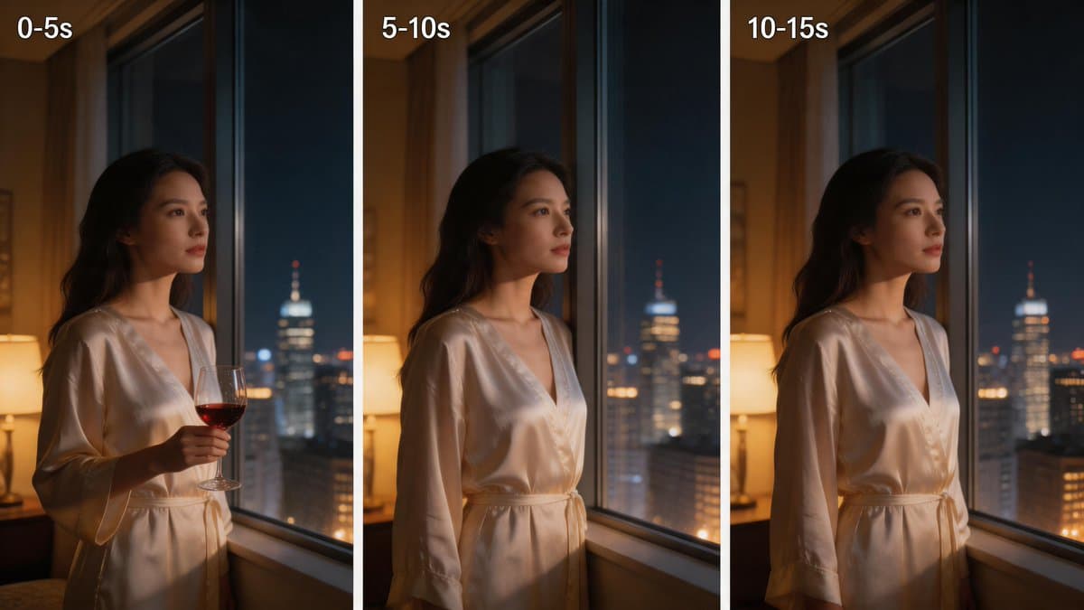 Three-Panel Night Window Comparison - AI image template preview