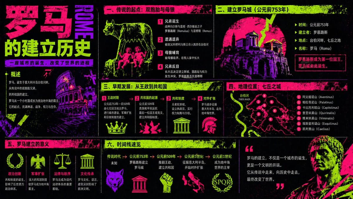 Neon Rome History Infographic - AI image template preview
