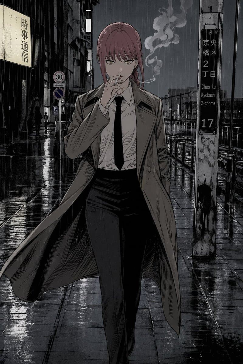 Rainy Tokyo Noir Woman - AI image template preview