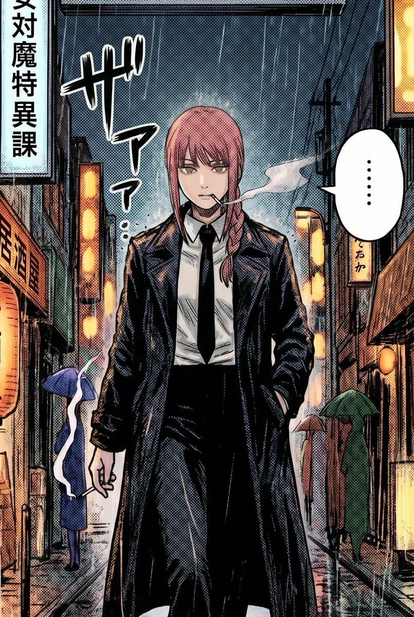 Rainy Manga Alley Woman Portrait - AI image template preview