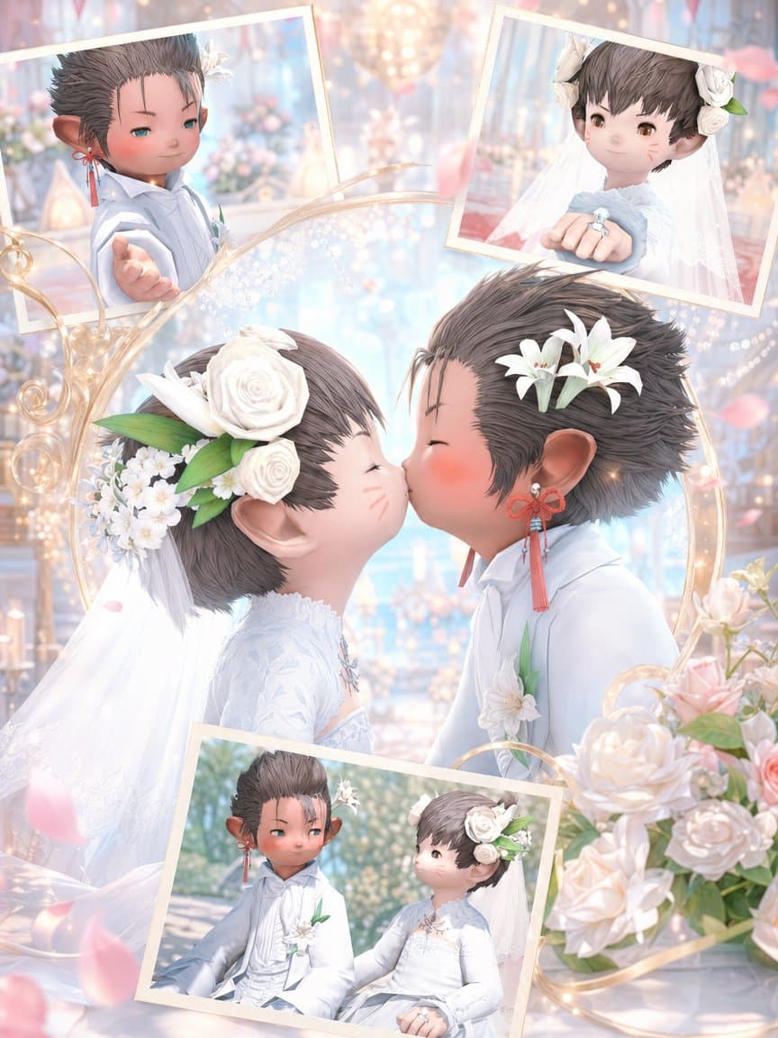 Fantasy Chibi Wedding Collage - AI image template preview
