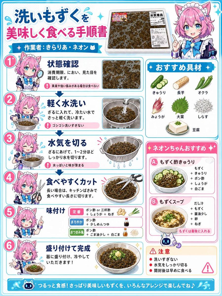 Kawaii mozuku how-to infographic - AI image template preview