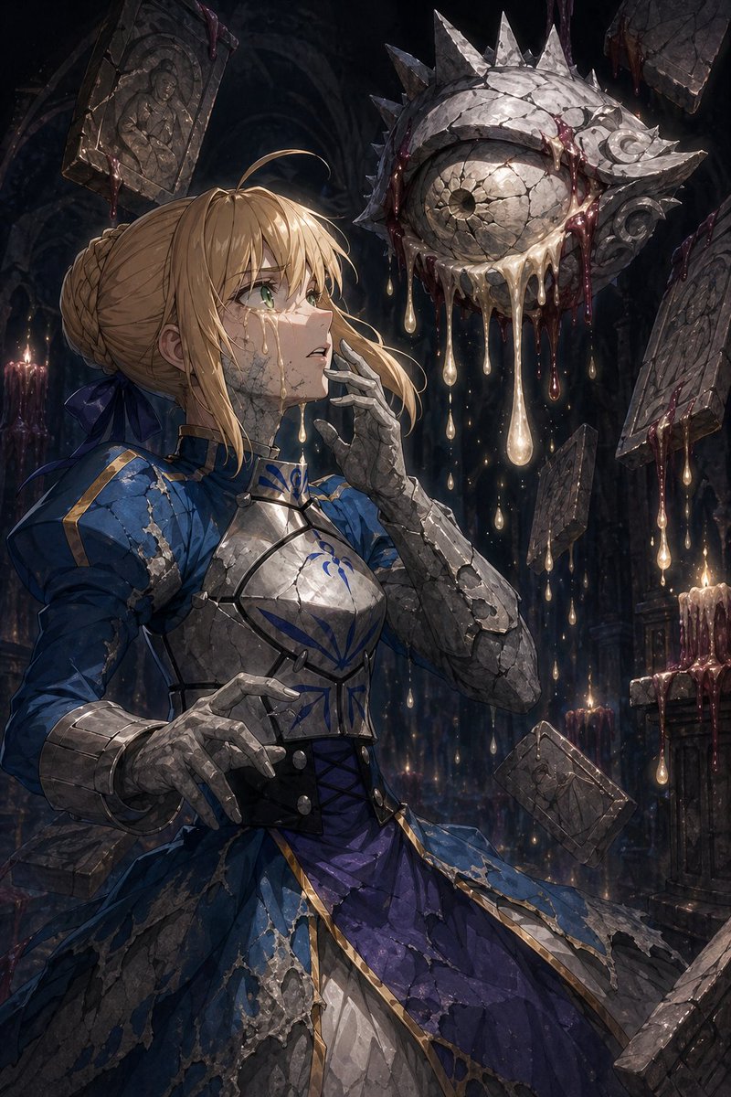 Partial Petrification Dark Fantasy Card Art - AI image template preview