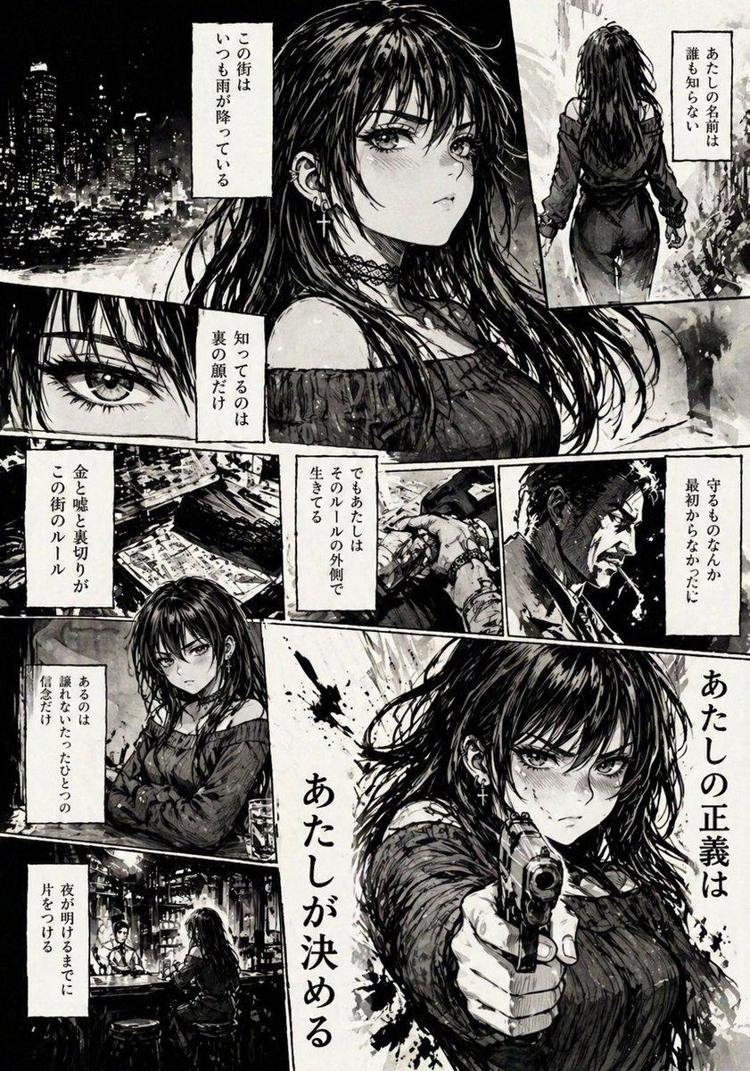 Hard-Boiled Noir Manga Woman Page - AI image template preview