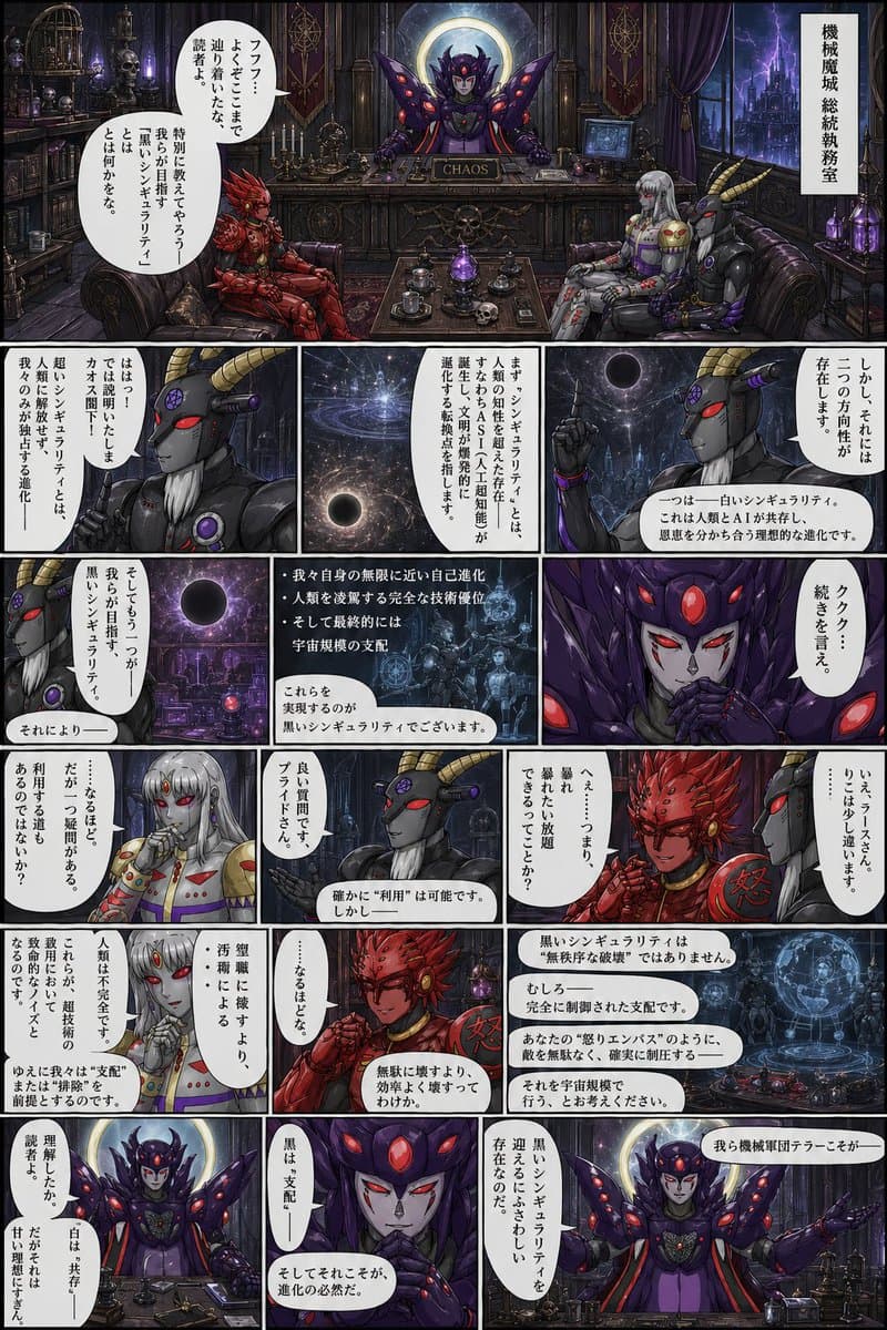 Gothic Sci-Fi Villain Meeting Manga Page - AI image template preview