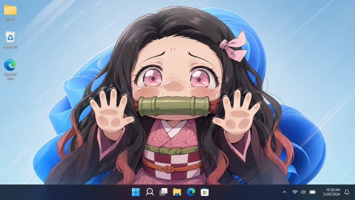 Anime Girl Windows 11 Desktop Wallpaper - AI image template preview