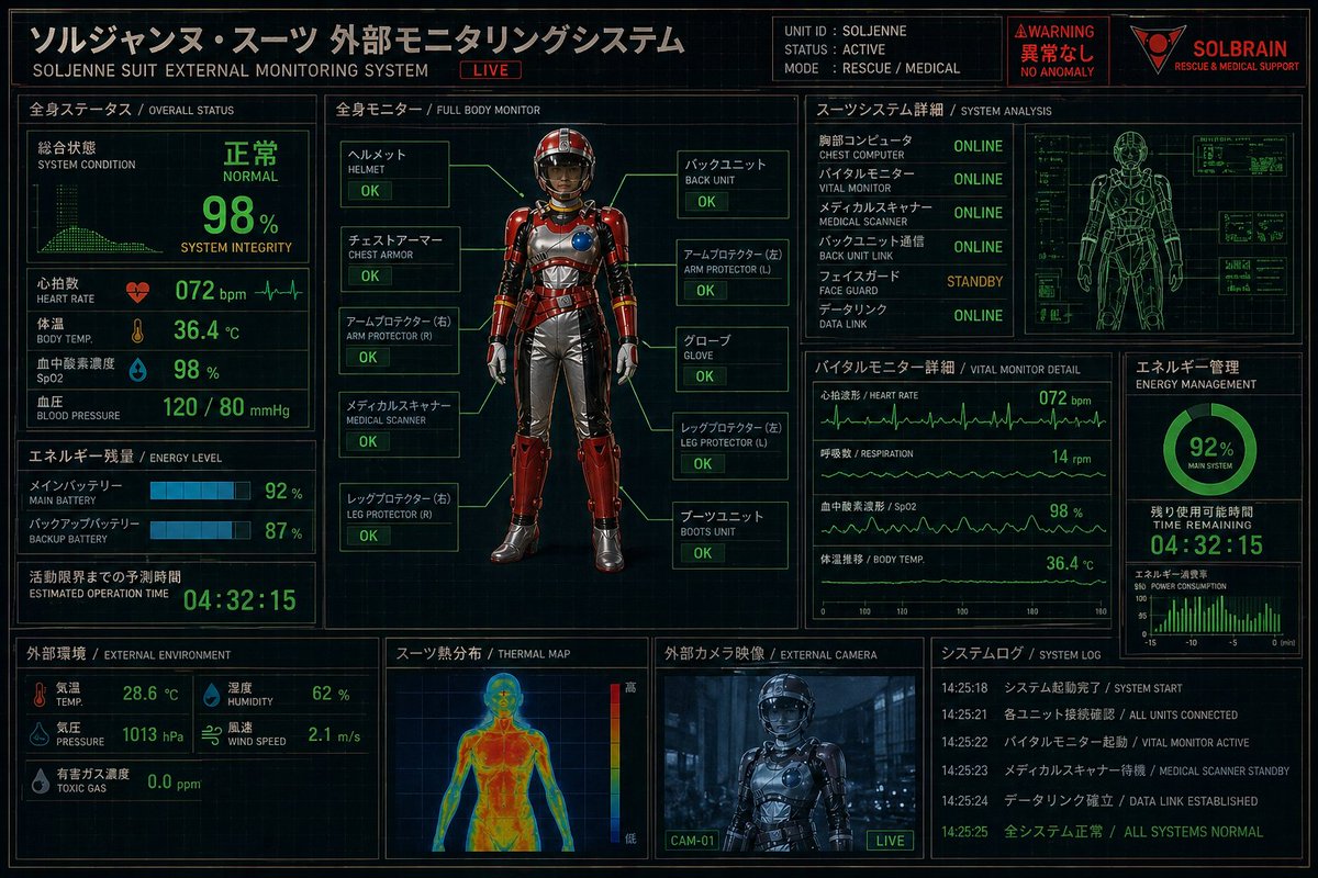 Futuristic Rescue Suit Monitoring HUD - AI image template preview