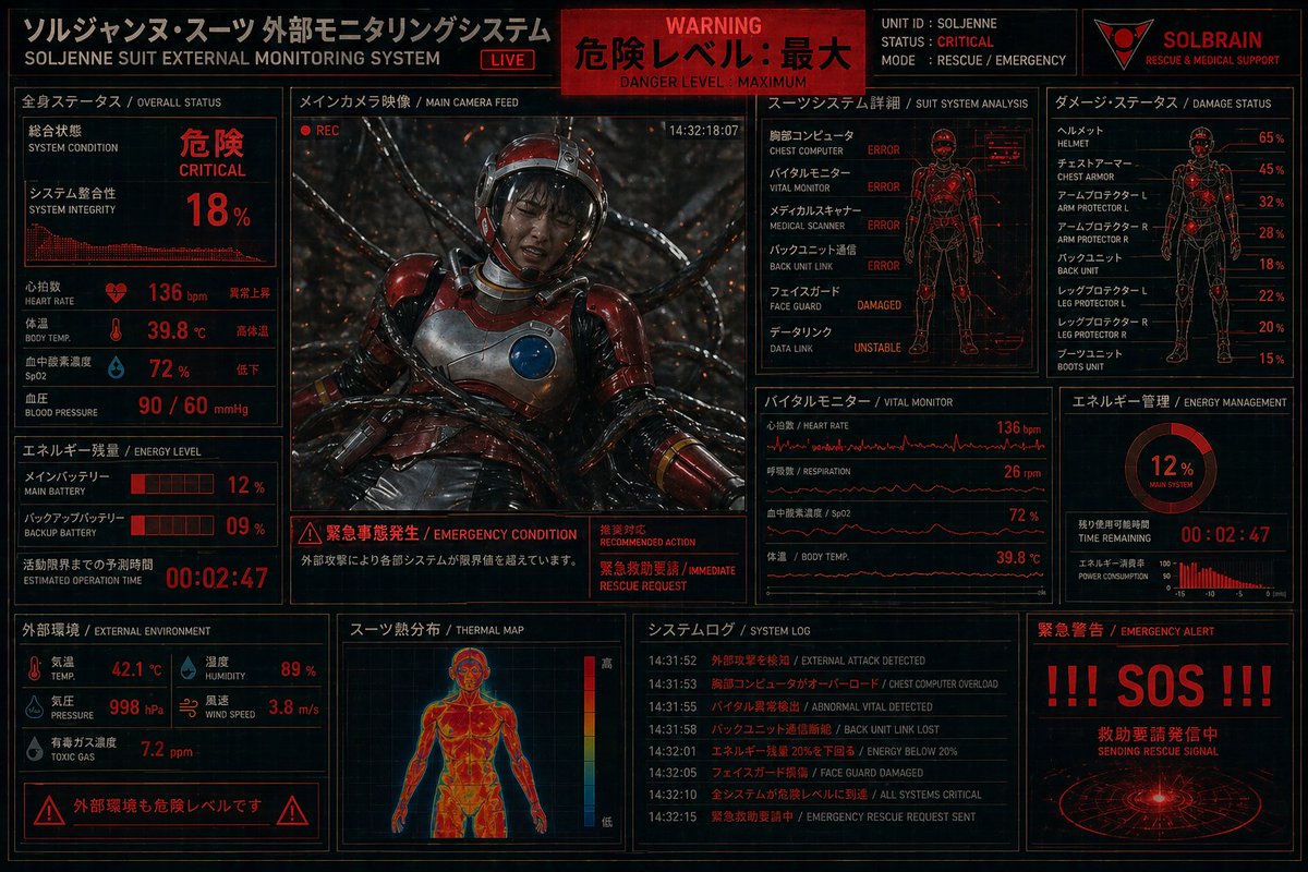 Critical Rescue Suit Monitoring HUD - AI image template preview