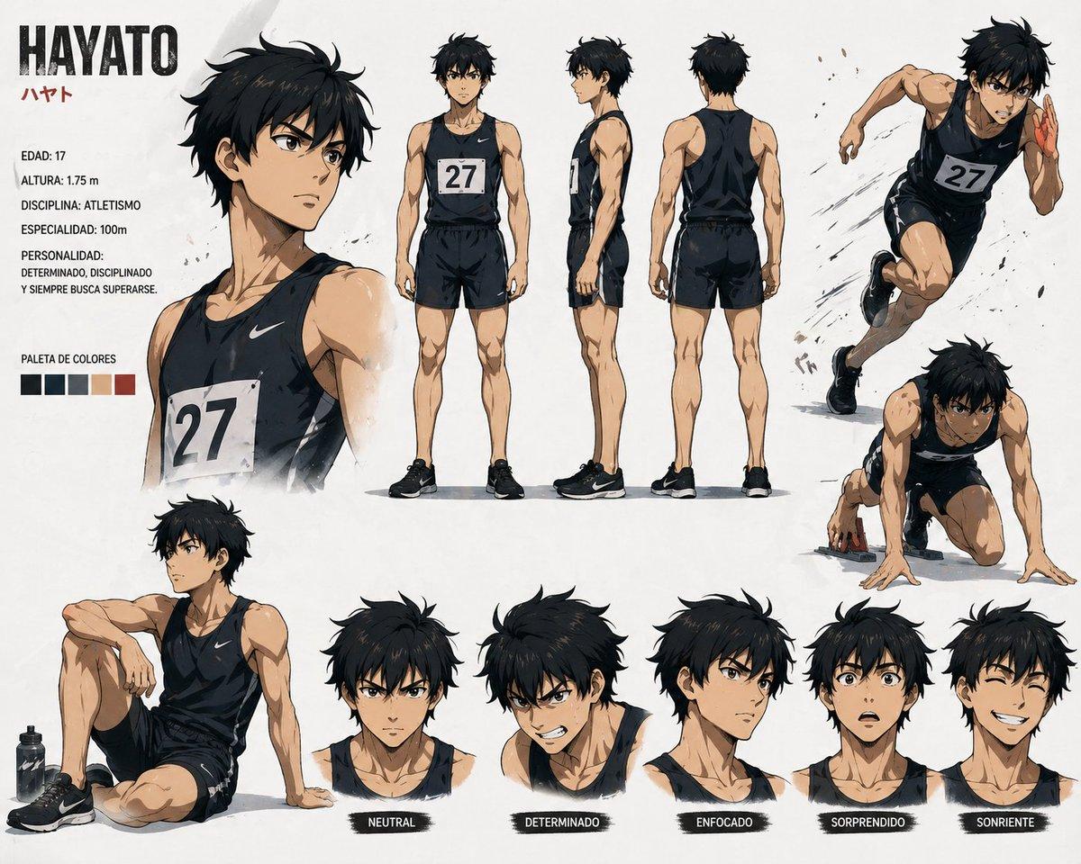 Anime Sprinter Character Sheet - AI image template preview