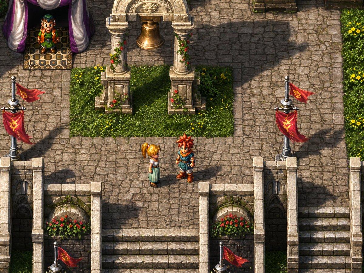Isometric JRPG Town Plaza Scene - AI image template preview