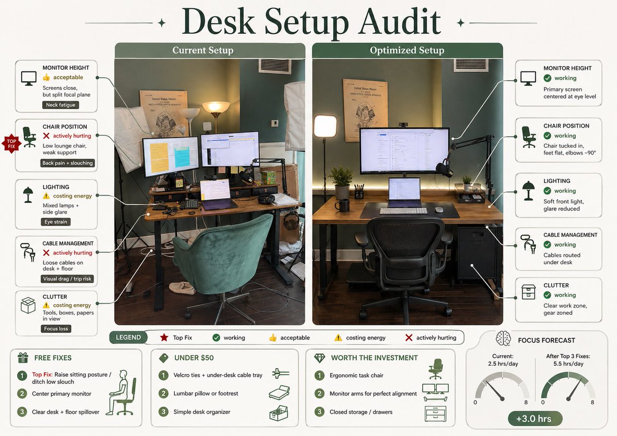 Desk Setup Audit Infographic - AI image template preview