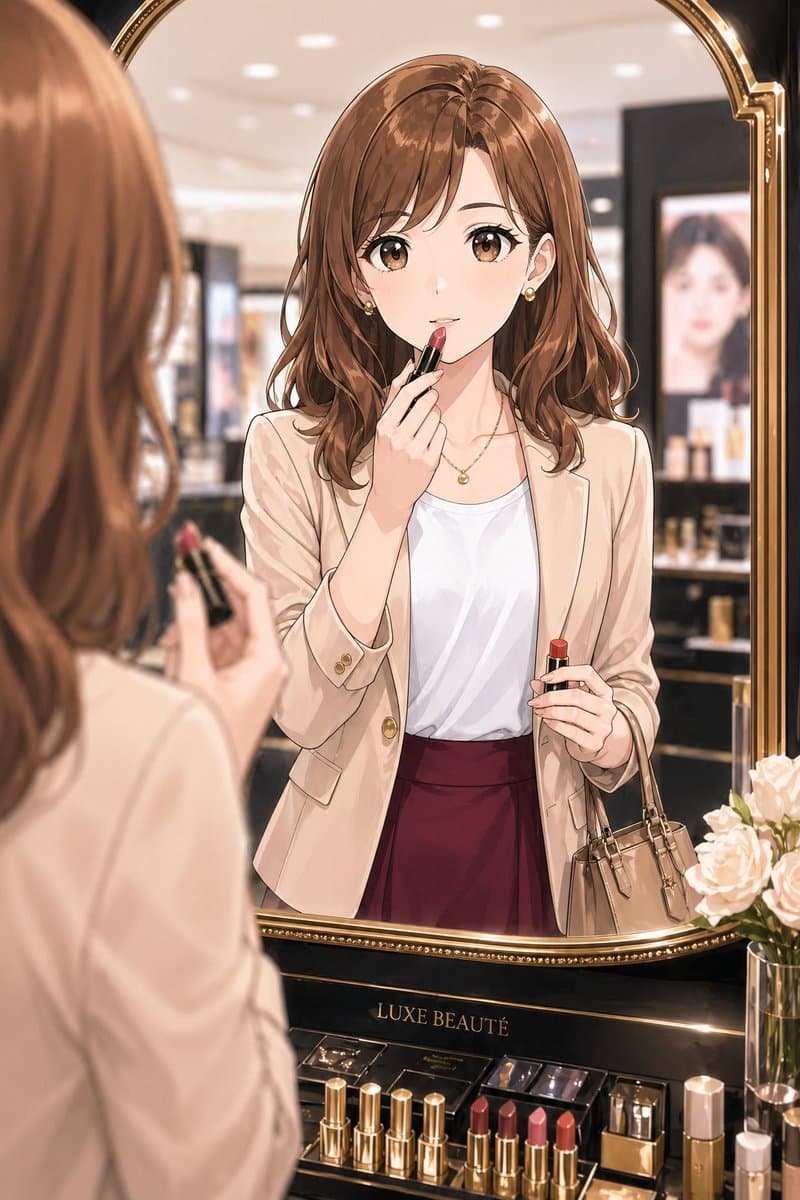 Elegant Office Lady at Beauty Counter - AI image template preview