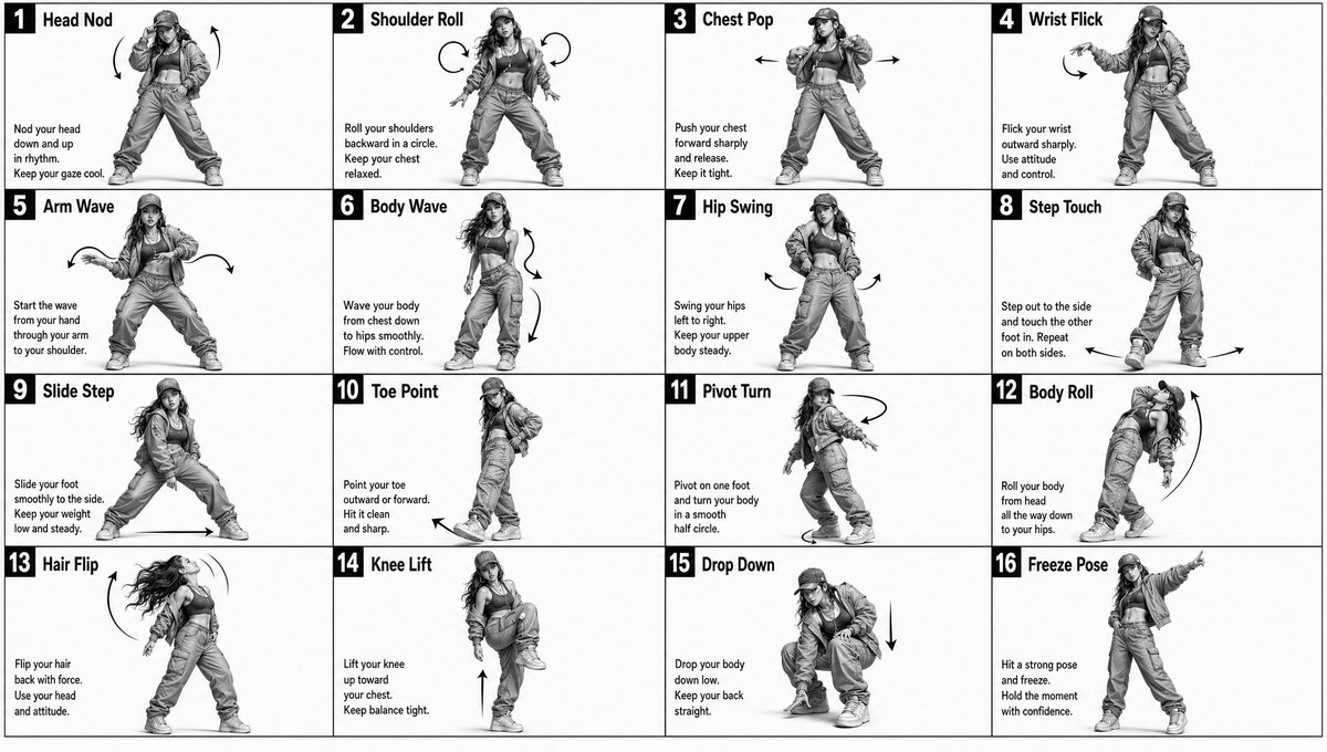 Dance Movement Reference Sheet - AI image template preview