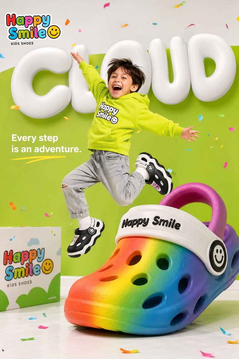 Colorful Children's Shoe Ad - AI image template preview