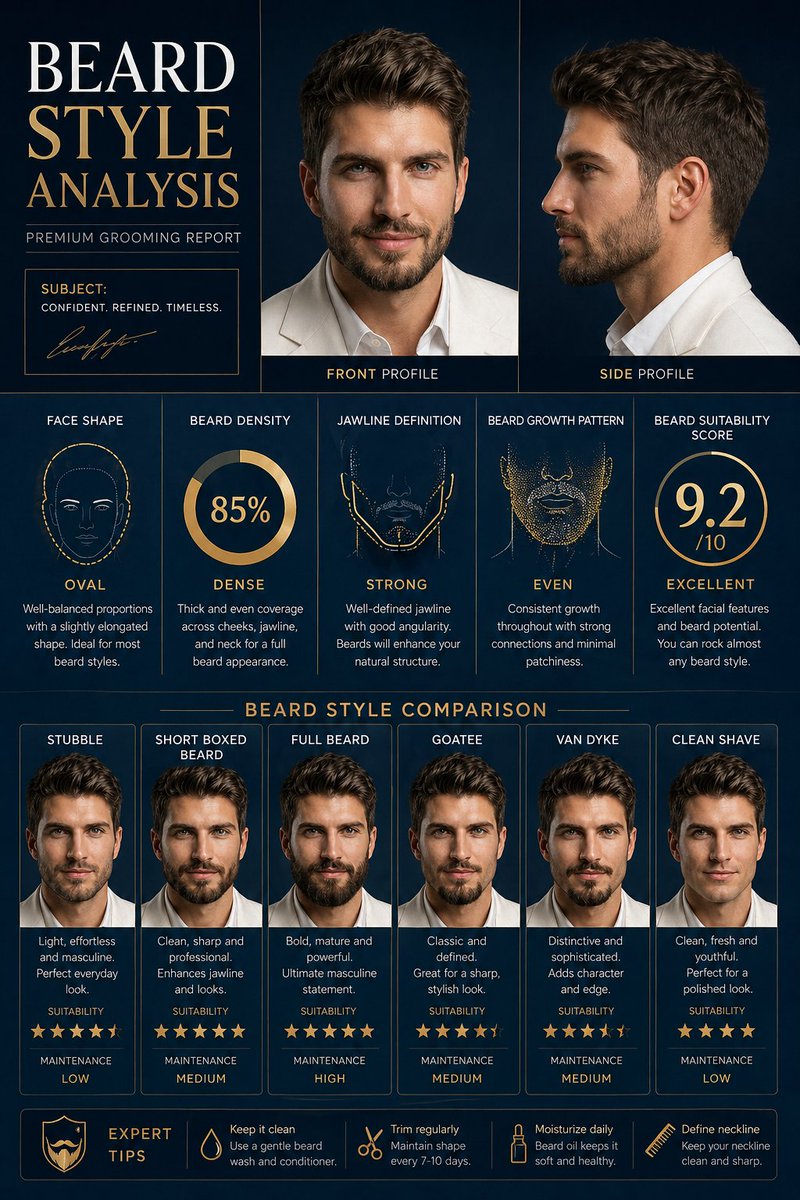 Beard Style Analysis Poster - AI image template preview