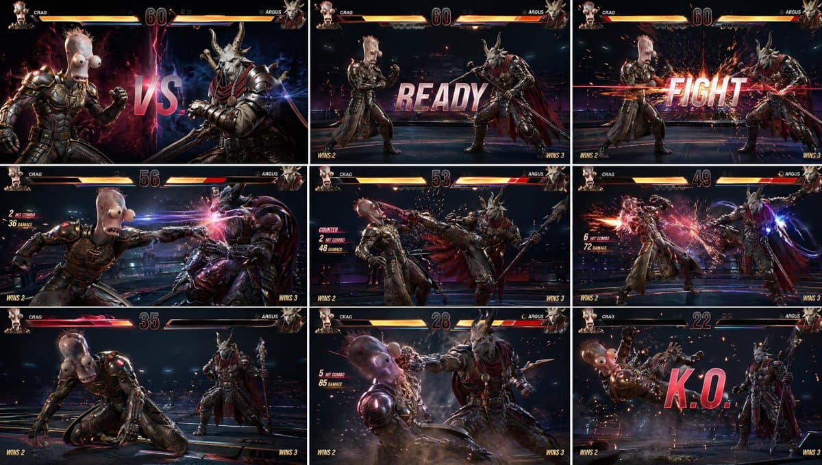 AAA Fighting Game Storyboard Grid - AI image template preview