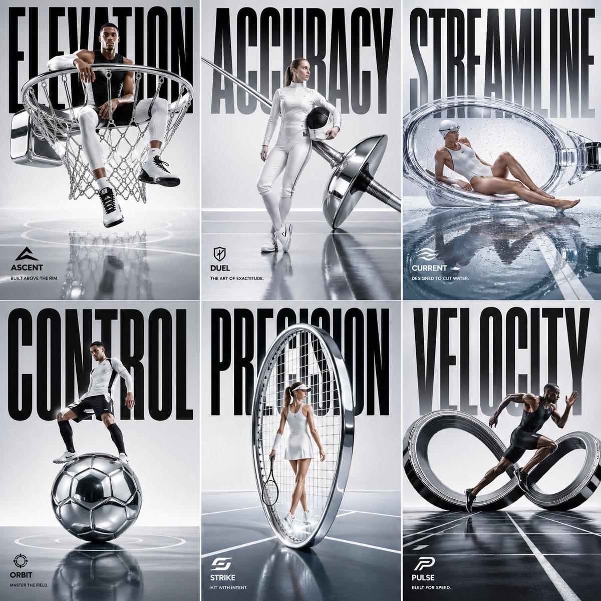 Luxury Sportswear 2x3 Campaign Grid - AI image template preview
