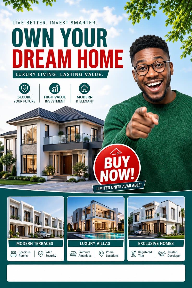 Luxury Dream Home Real Estate Flyer - AI image template preview