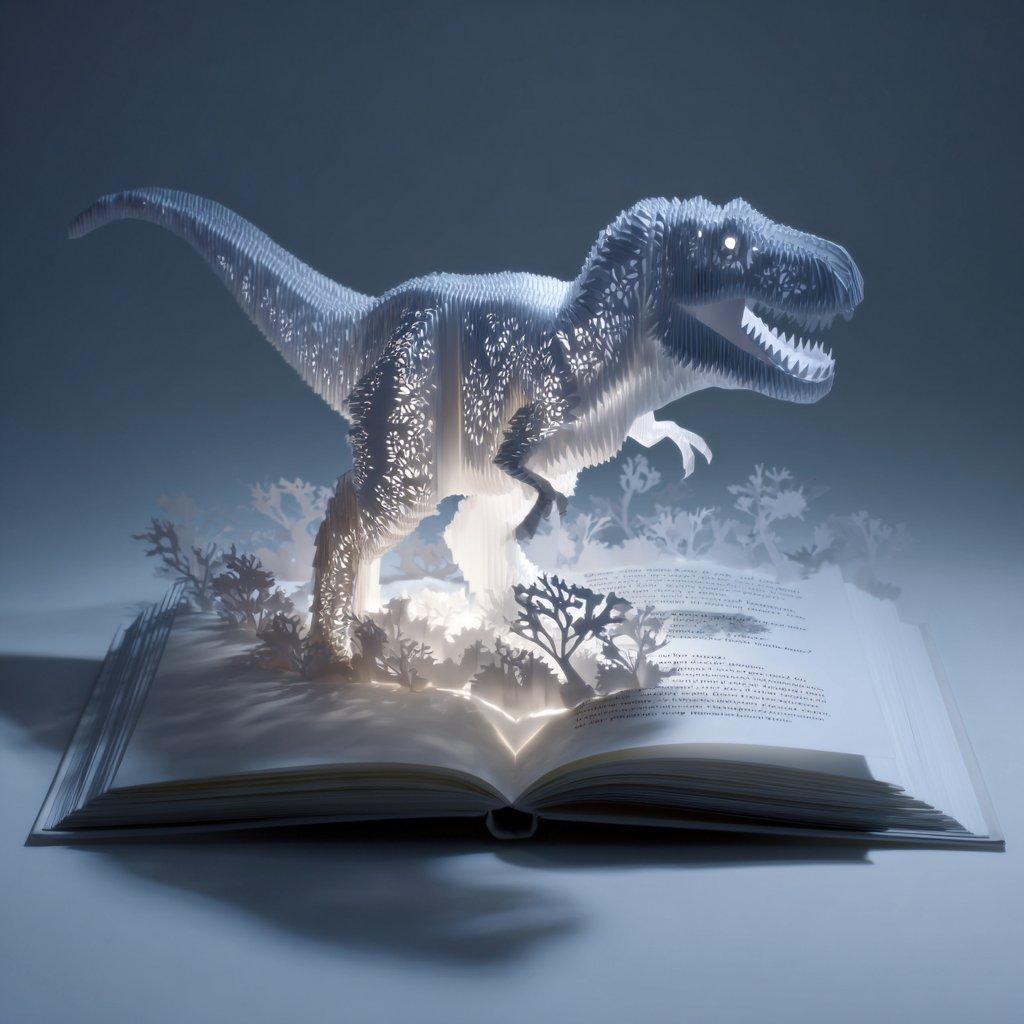 Origami Pop-Up T-Rex Book Ad - AI image template preview