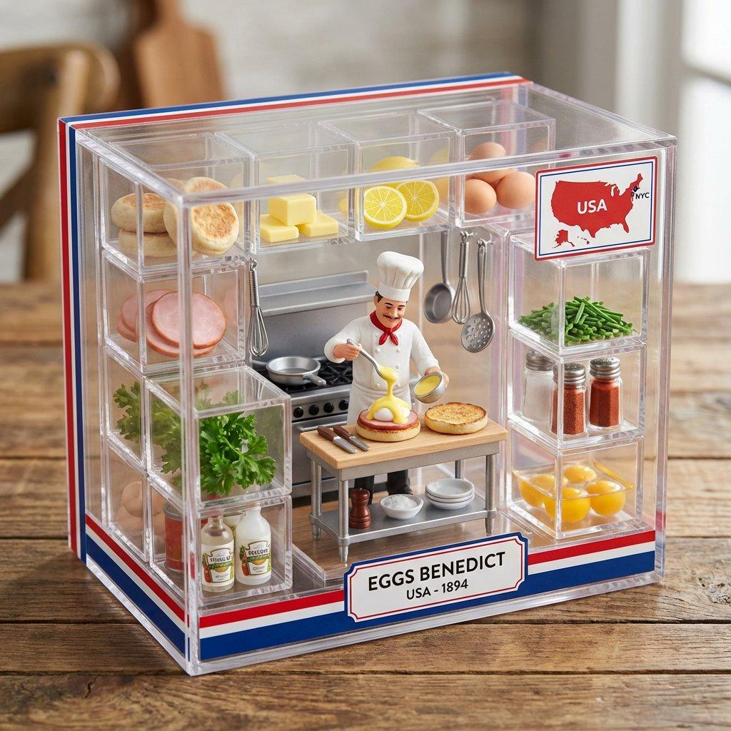 Eggs Benedict Miniature Acrylic Box - AI image template preview