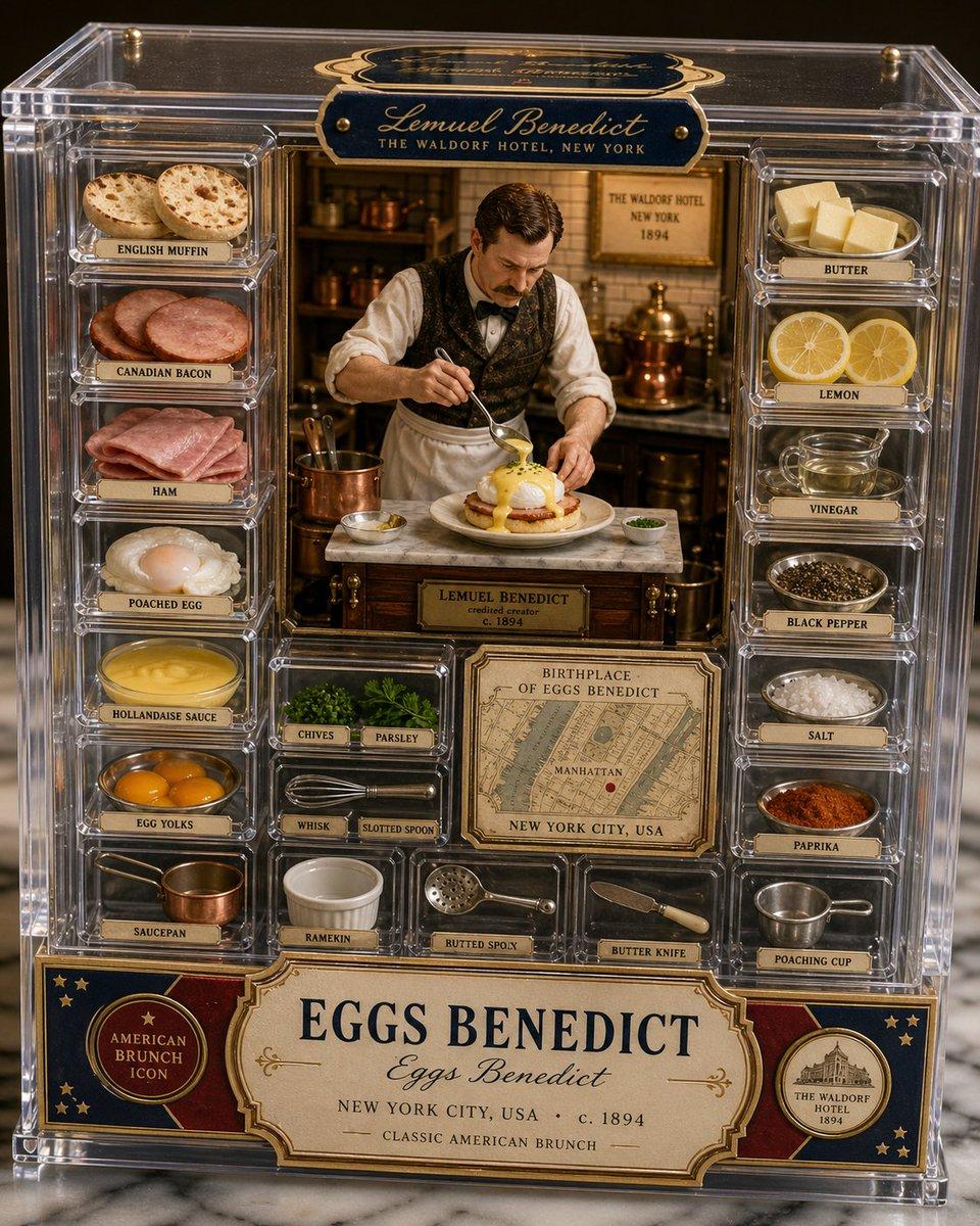 Luxury Eggs Benedict Diorama Box - AI image template preview