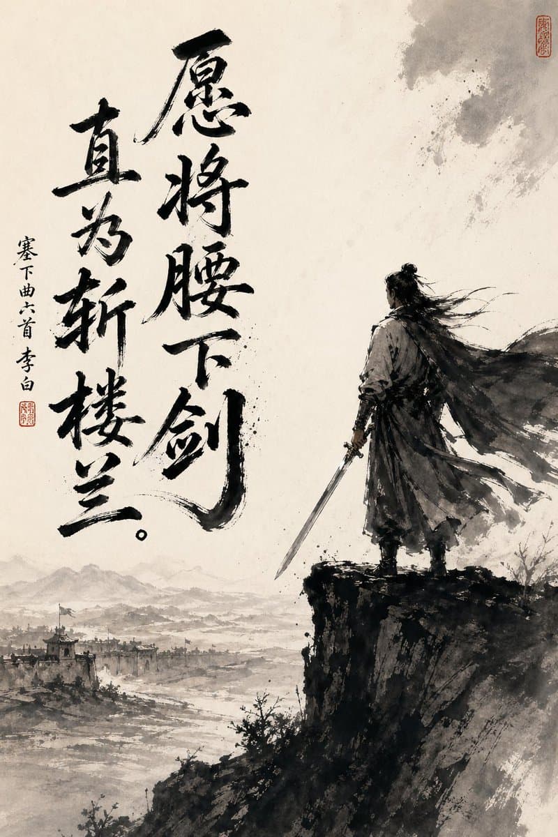 Chinese Ink Swordsman and Calligraphy preview