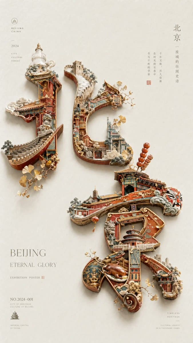 Beijing Cultural Heritage Poster - AI image template preview