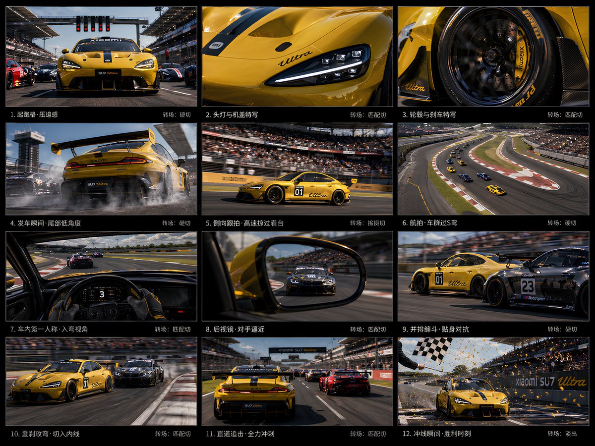 12-Panel Racing Storyboard Sheet - AI image template preview