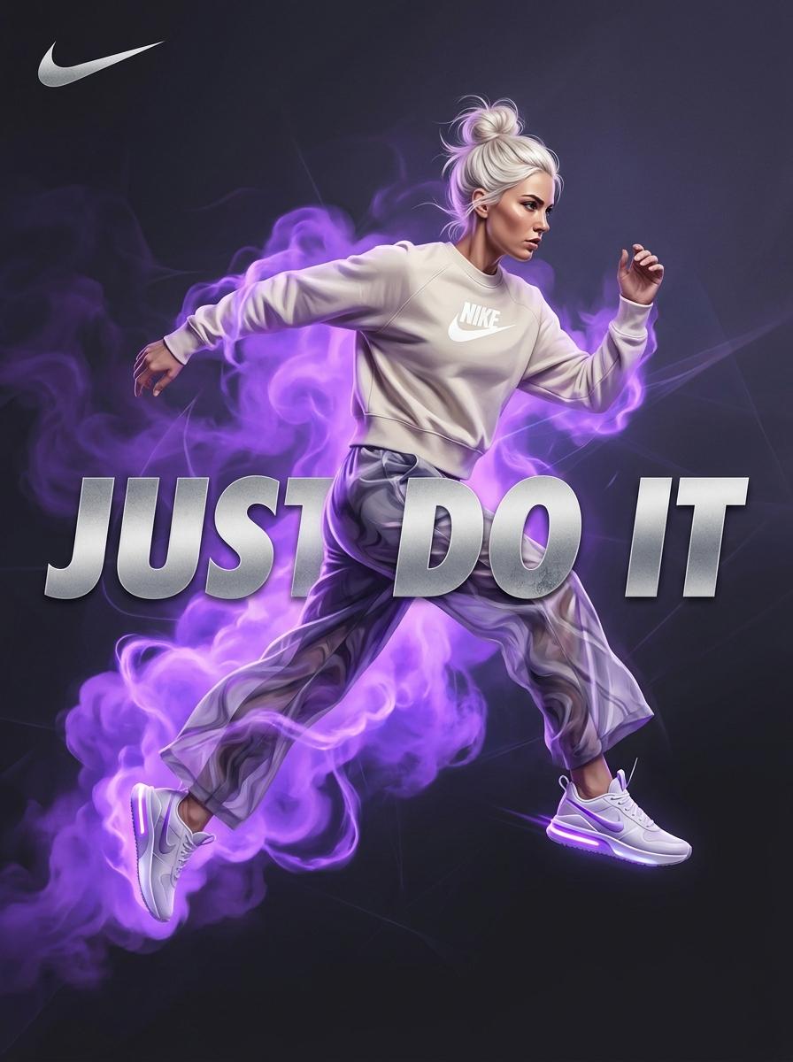 Surreal Violet Sports Ad Poster - AI image template preview