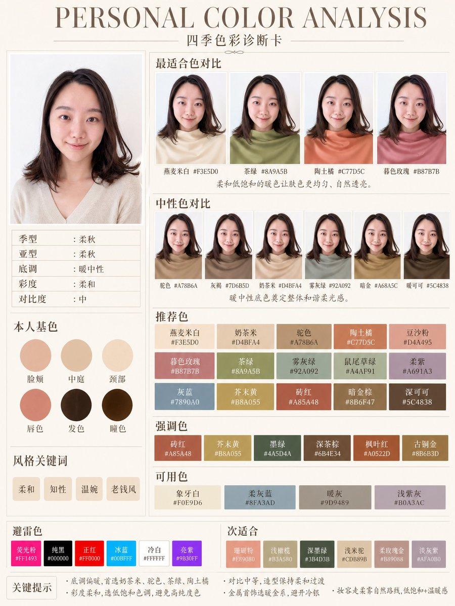 Soft Autumn Personal Color Card - AI image template preview