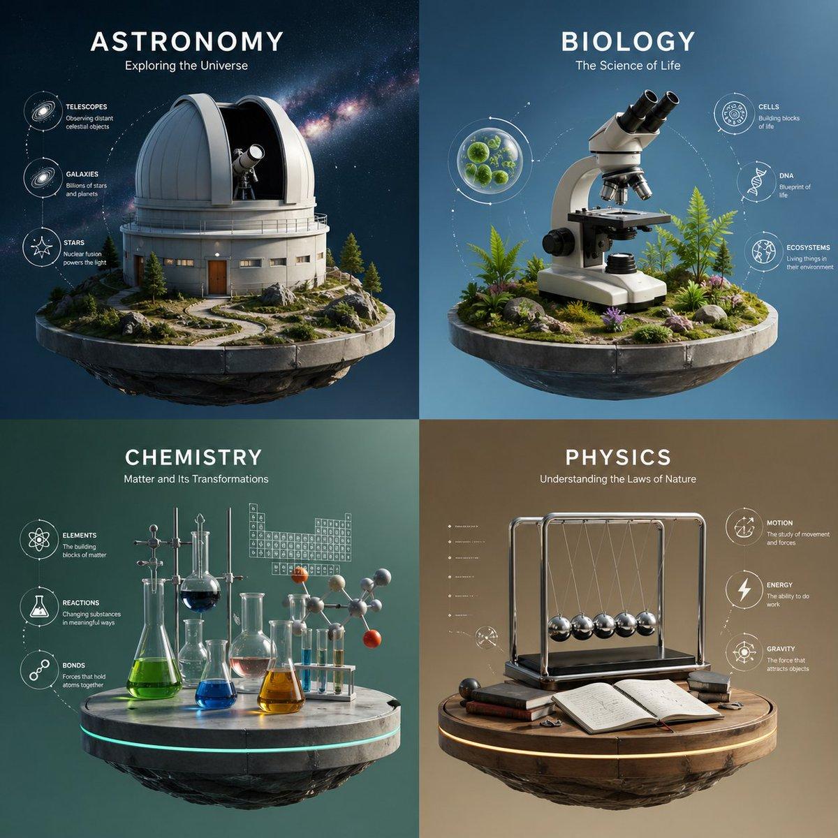 Four-Panel Science Concept Poster - AI image template preview