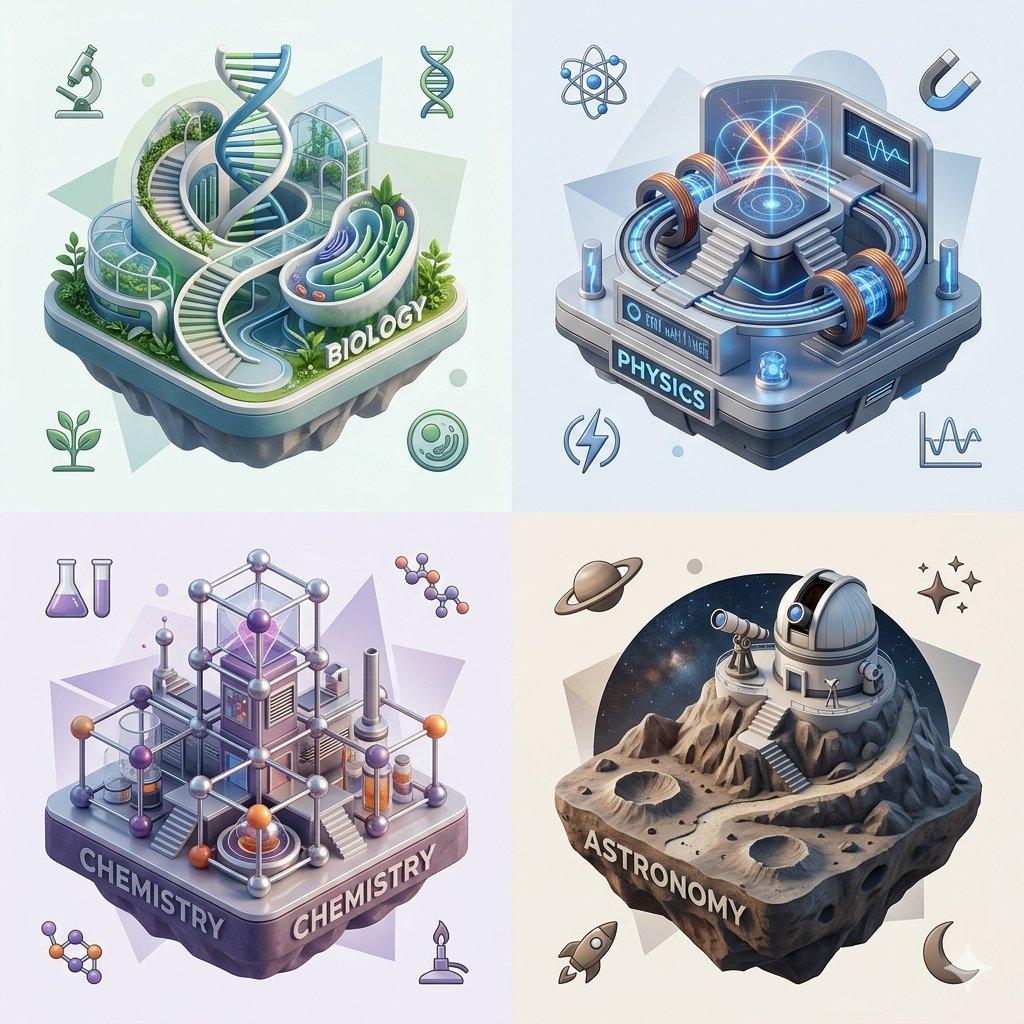Isometric Science Concept Diorama Grid - AI image template preview