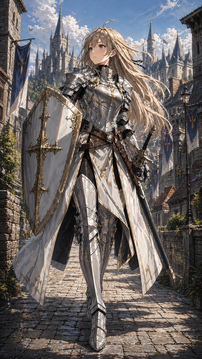 Holy Knight in a Castle City - AI image template preview
