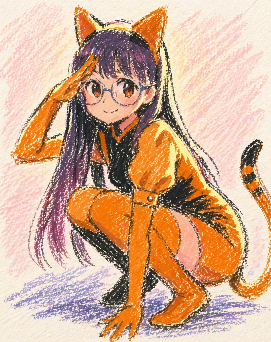 Oil Pastel Anime Catgirl - AI image template preview