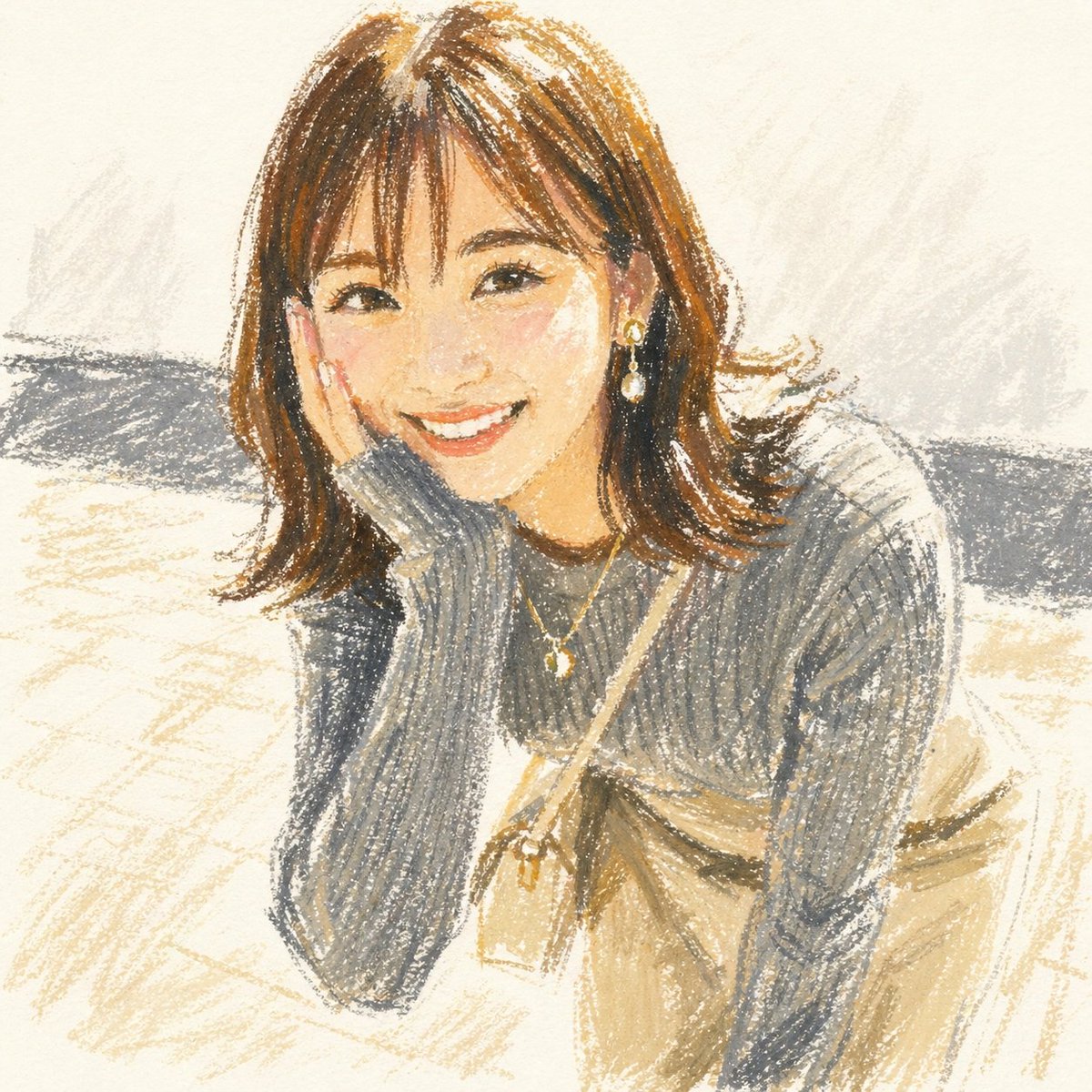 Cute Oil Pastel Woman Portrait - AI image template preview
