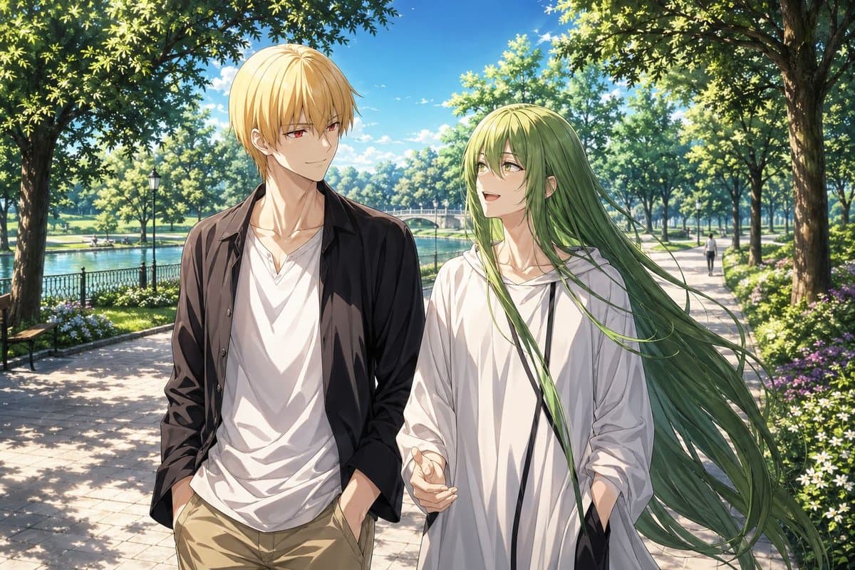 Anime Park Date Illustration - AI image template preview