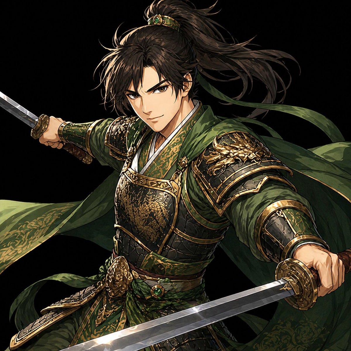 Green Armored Dual-Sword Warrior - AI image template preview