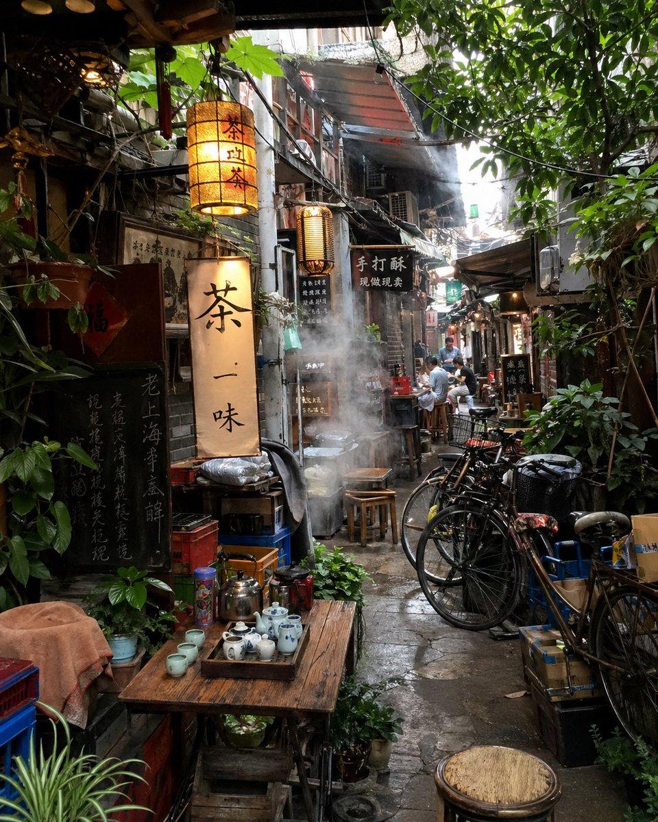 Atmospheric Tea Alley Street Scene - AI image template preview
